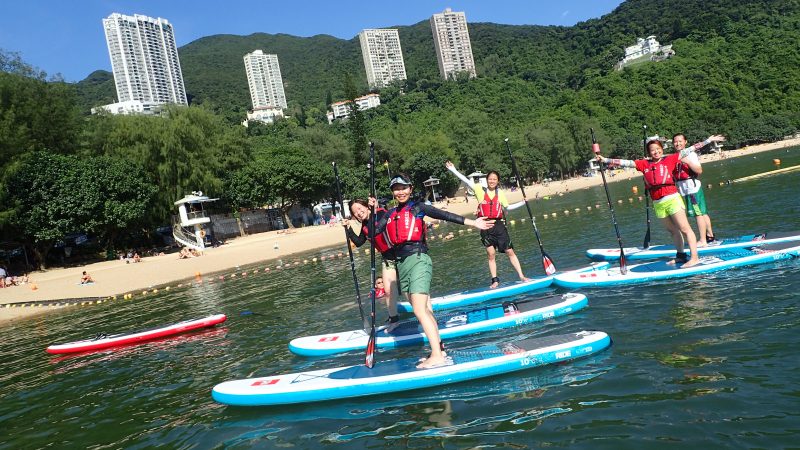 Stand-up paddleboarding on an APA skills course